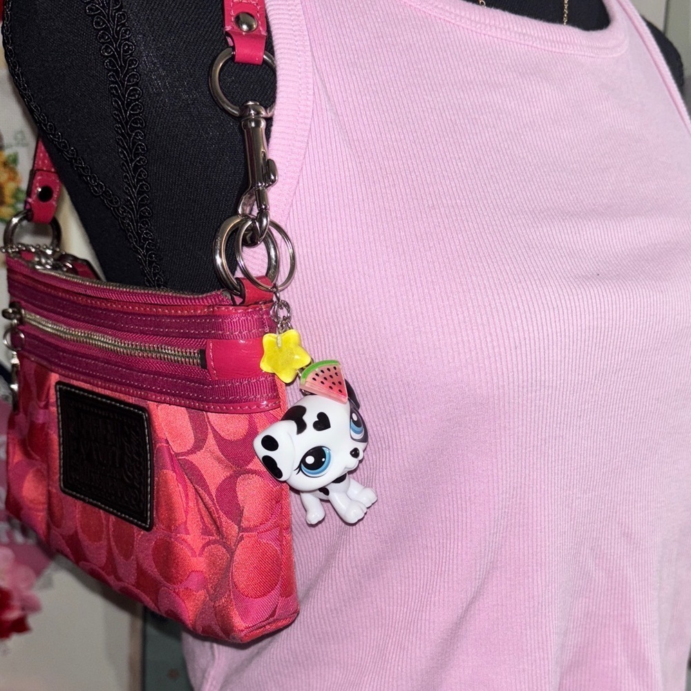 Cute Dalmatian Littlest Pet Shop Keychain with Charms